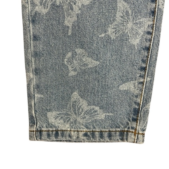 High Rise Tapered Leg Mom Jean Butterfly Print Light Blue Wash Cotton:On Size 8 - Picture 7 of 12